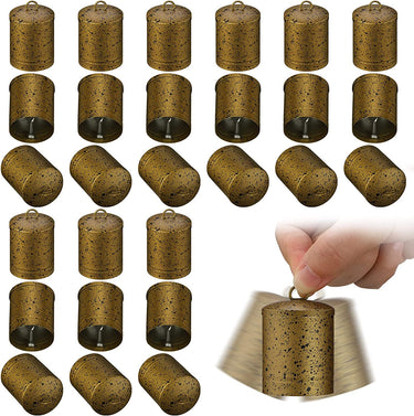 36 Pieces Small Cow Bells for Crafts Lucky Cylinder Hanging Mini Bells Metal Vintage Bells Rustic Hanging Bells for Christmas Tree Crafts Garland Decoration